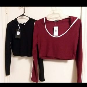 Fashion Nova Hooded Long Sleeve Crop Top